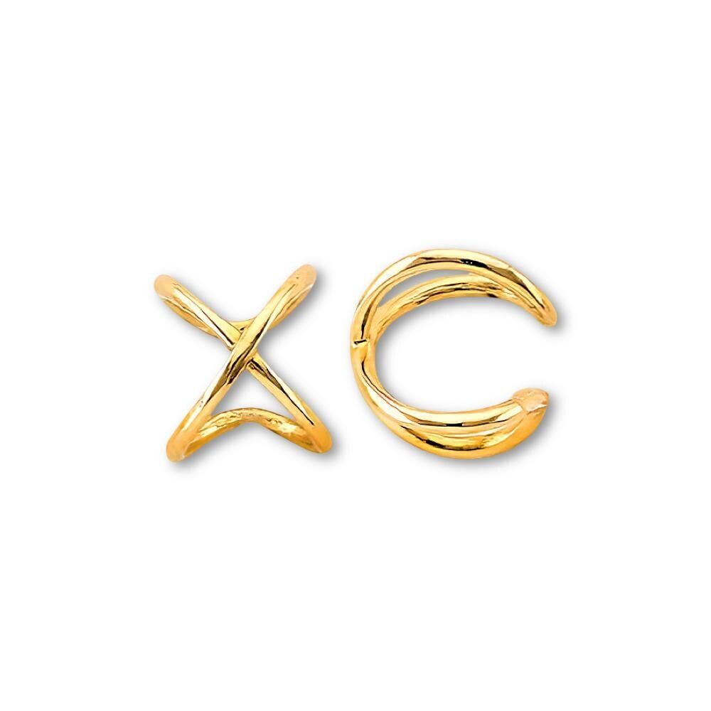 14K Gold X Ear Cuff | Dainty No Piercing Earring By Tehrani Jewelry